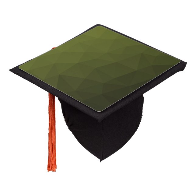 Army green olive gradient geometric mesh pattern graduation cap topper (Angled)