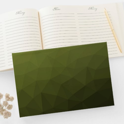 Army green olive gradient geometric mesh pattern guest book