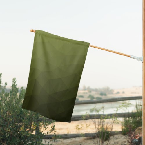 Army green olive gradient geometric mesh pattern house flag