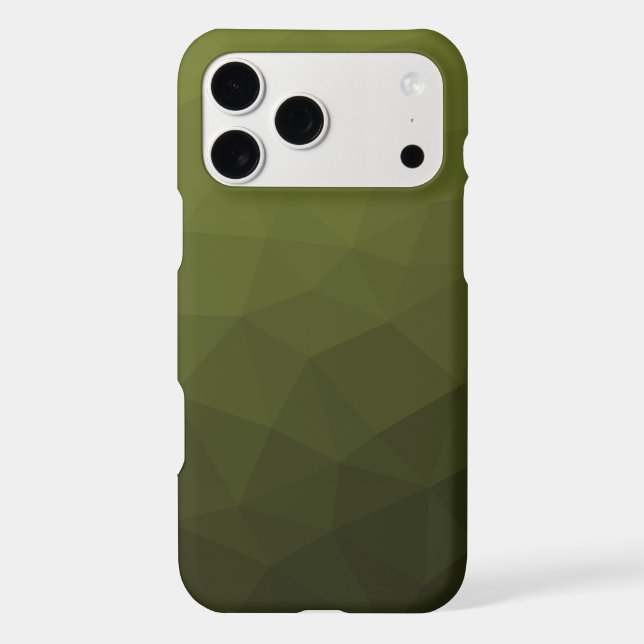 Army green olive gradient geometric mesh pattern iPhone case (Back)
