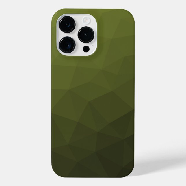 Army green olive gradient geometric mesh pattern iPhone case (Back)