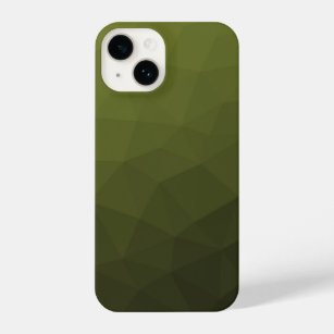 Army green olive gradient geometric mesh pattern iPhone 14 case