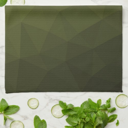 Army green olive gradient geometric mesh pattern kitchen towel