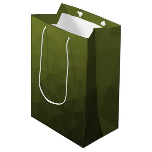 Army green olive gradient geometric mesh pattern medium gift bag