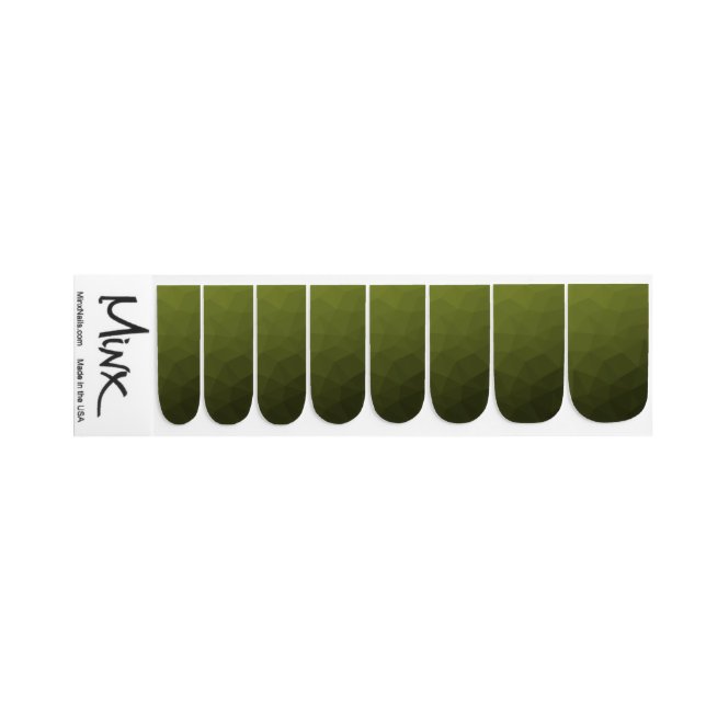 Army green olive gradient geometric mesh pattern minx nail art (Left Hand)