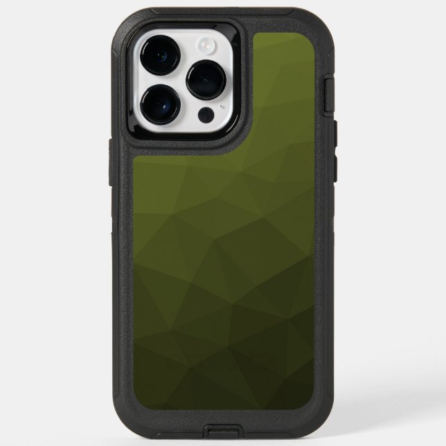 Army green olive gradient geometric mesh pattern otterbox iPhone case (Back)