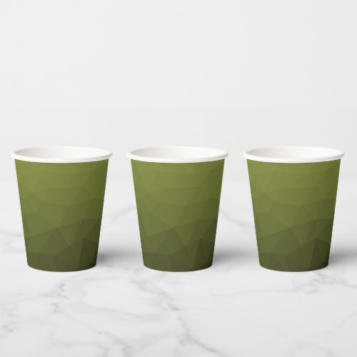 Army green olive gradient geometric mesh pattern paper cups