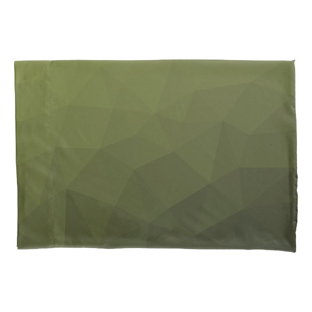 Army green olive gradient geometric mesh pattern pillow case (Front)