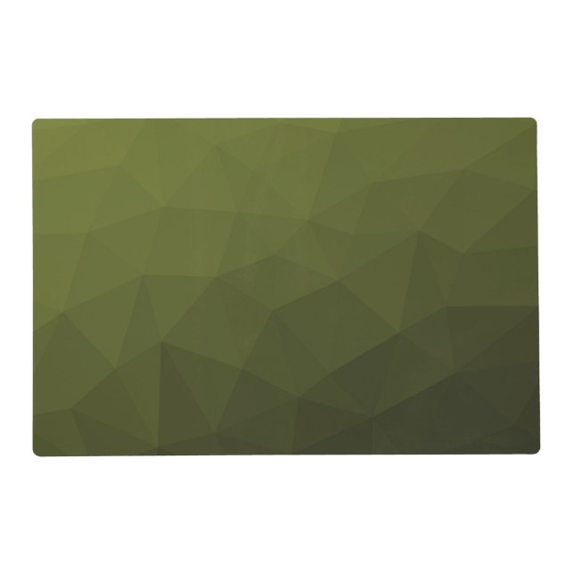 Army green olive gradient geometric mesh pattern placemat (Front)