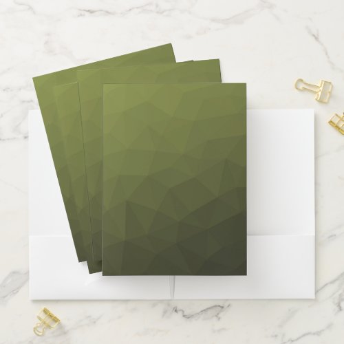 Army green olive gradient geometric mesh pattern pocket folder
