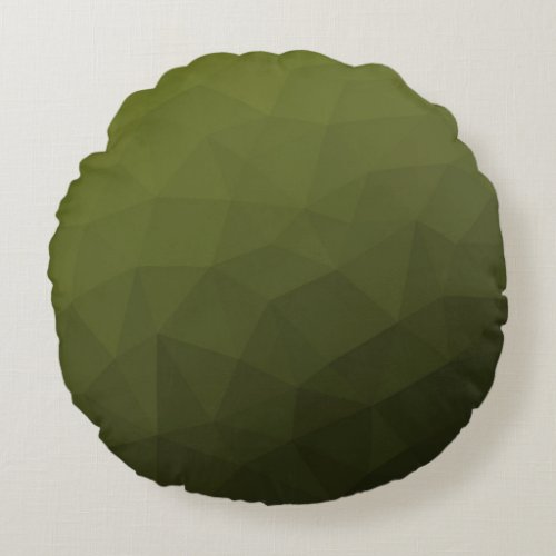 Army green olive gradient geometric mesh pattern round pillow