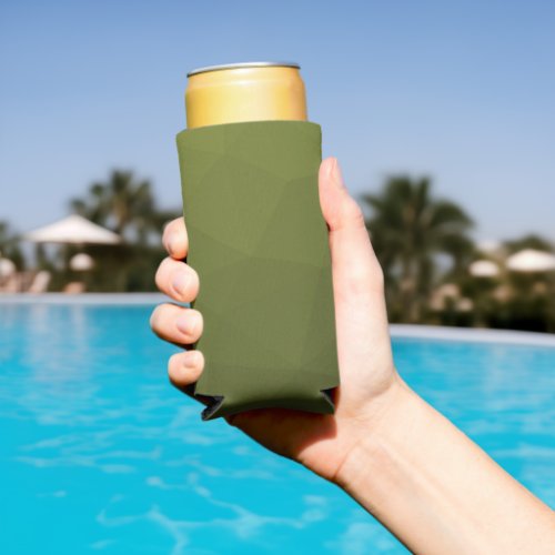 Army green olive gradient geometric mesh pattern seltzer can cooler