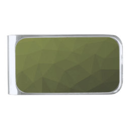 Army green olive gradient geometric mesh pattern silver finish money clip