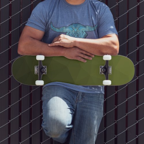 Army green olive gradient geometric mesh pattern skateboard