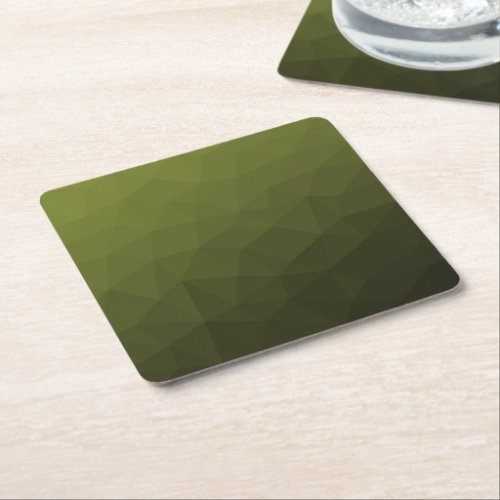 Army green olive gradient geometric mesh pattern square paper coaster