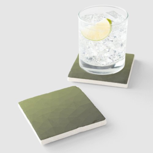 Army green olive gradient geometric mesh pattern stone coaster