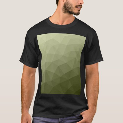 Army green olive gradient geometric mesh pattern T_Shirt