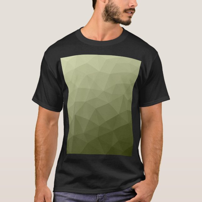 Army green olive gradient geometric mesh pattern T-Shirt (Front)