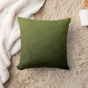 Army green olive gradient geometric mesh pattern throw pillow