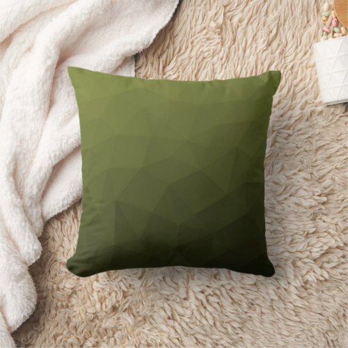 Army green olive gradient geometric mesh pattern throw pillow