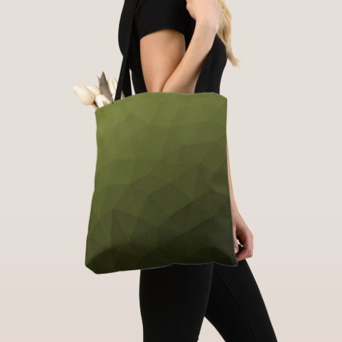 Army green olive gradient geometric mesh pattern tote bag