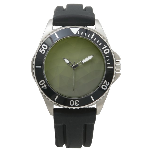 Army green olive gradient geometric mesh pattern watch (Front)