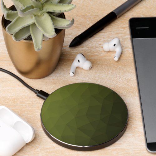 Army green olive gradient geometric mesh pattern wireless charger 