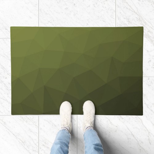 Army green olive gradient geometry mesh pattern doormat