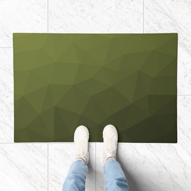 Army green olive gradient geometry mesh pattern doormat (Indoor)