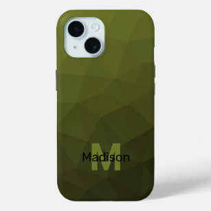 Army green ombre geometric mesh pattern Monogram iPhone 15 Case
