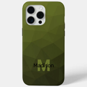 Army green ombre geometric mesh pattern Monogram iPhone 15 Pro Max Case