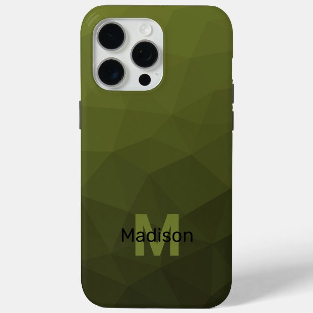 Army green ombre geometric mesh pattern Monogram Case-Mate iPhone Case (Back)