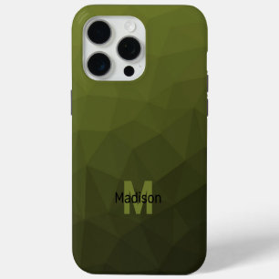 Army green ombre geometric mesh pattern Monogram iPhone 15 Pro Max Case