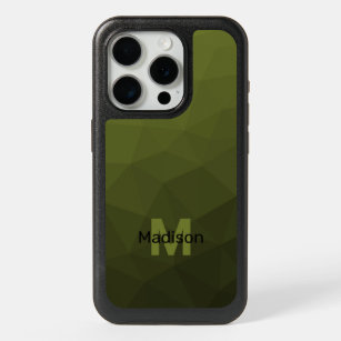 Army green ombre geometric mesh pattern Monogram iPhone 15 Pro Case