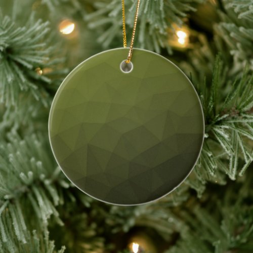 Army green ombre Gradient Geometric Mesh Pattern Ceramic Ornament