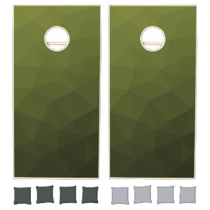 Army green ombre gradient geometric mesh pattern cornhole set