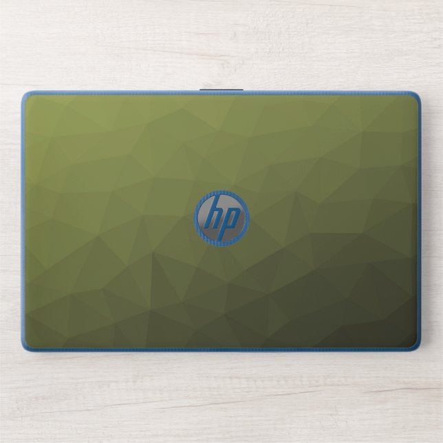 Army green ombre gradient geometric mesh pattern HP laptop skin (Front)