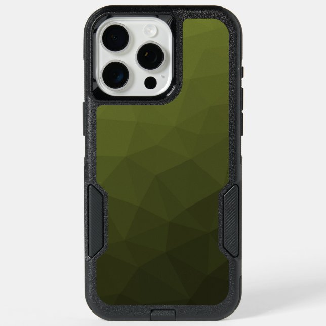 Army green ombre gradient geometric mesh pattern otterbox iPhone case (Back)