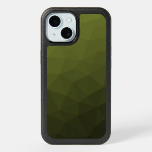 Army green ombre gradient geometric mesh pattern iPhone 15 case