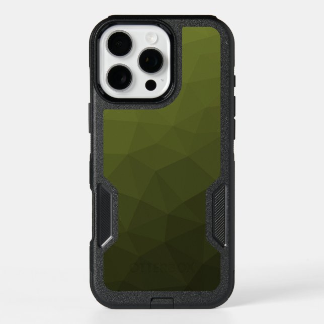 Army green ombre gradient geometric mesh pattern otterbox iPhone case (Back)