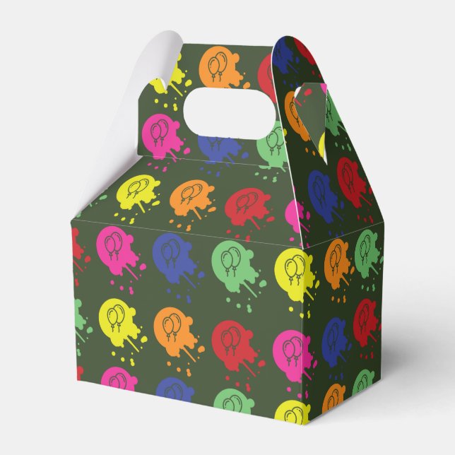 Army Green Paintball Party Balloon Pattern Favor Boxes (Front Side)