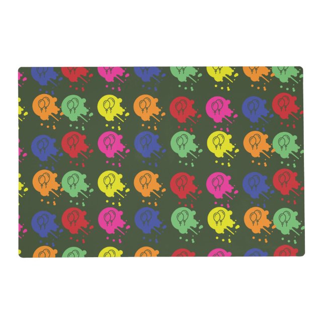 Army Green Paintball Party Balloon Pattern Placemat (Front)