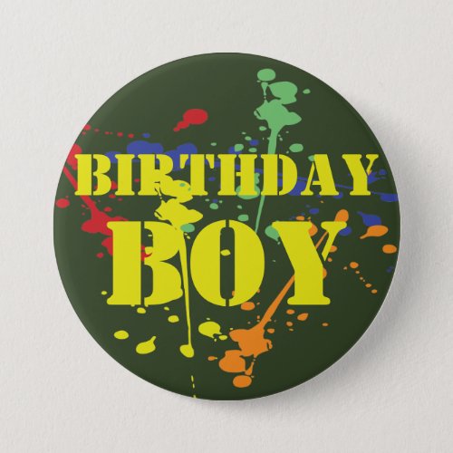 Army Green Paintball Party Birthday Boy Button