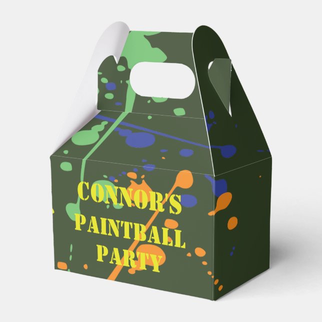 Army Green Paintball Party Favor Boxes (Front Side)
