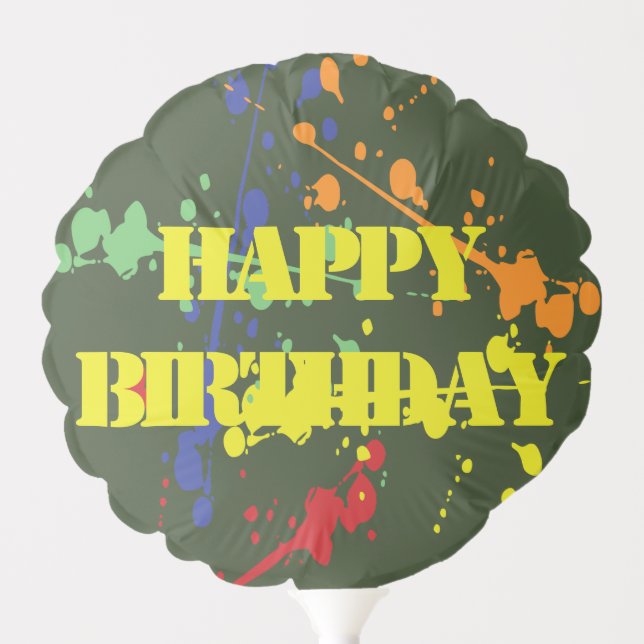 Army Green Paintball Party Happy Birthday Age Balloon (Front)