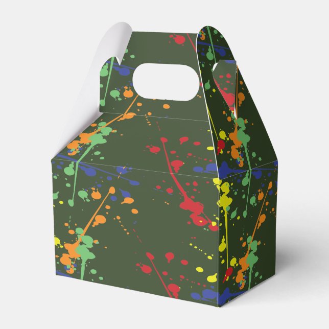 Army Green Paintball Party Splatter Favor Boxes (Front Side)