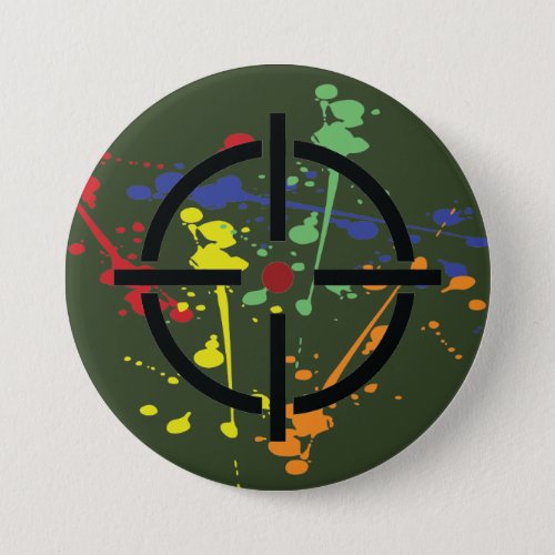 Army Green Paintball Party Splatter Target Button