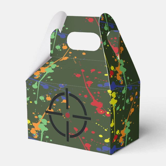 Army Green Paintball Party Splatter Target Favor Boxes (Front Side)