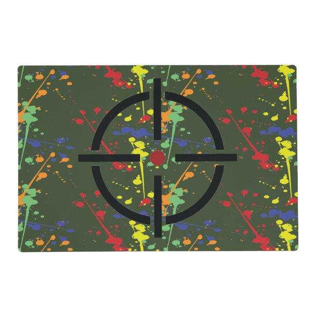 Army Green Paintball Party Splatter Target Placemat (Front)