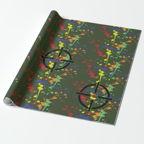 Army Green Paintball Party Splatter Target Wrapping Paper